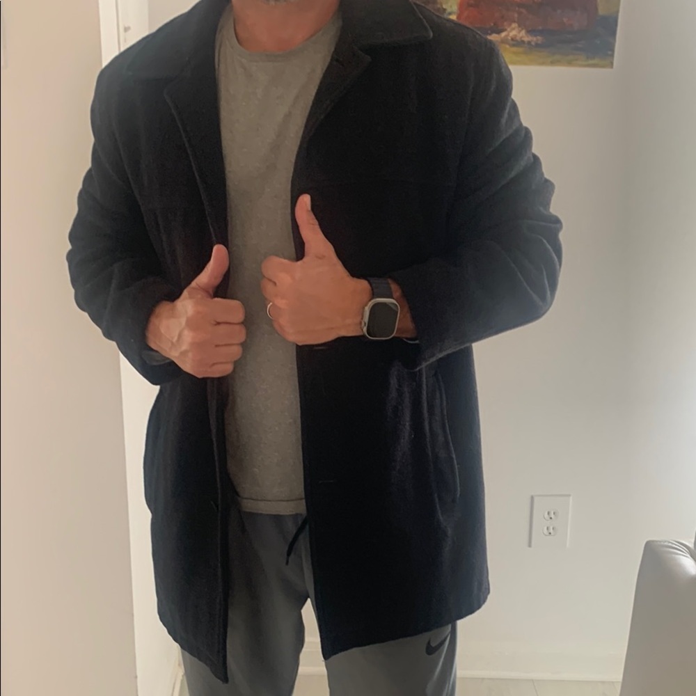 Classic Black Trench Coat with Textured Fabric